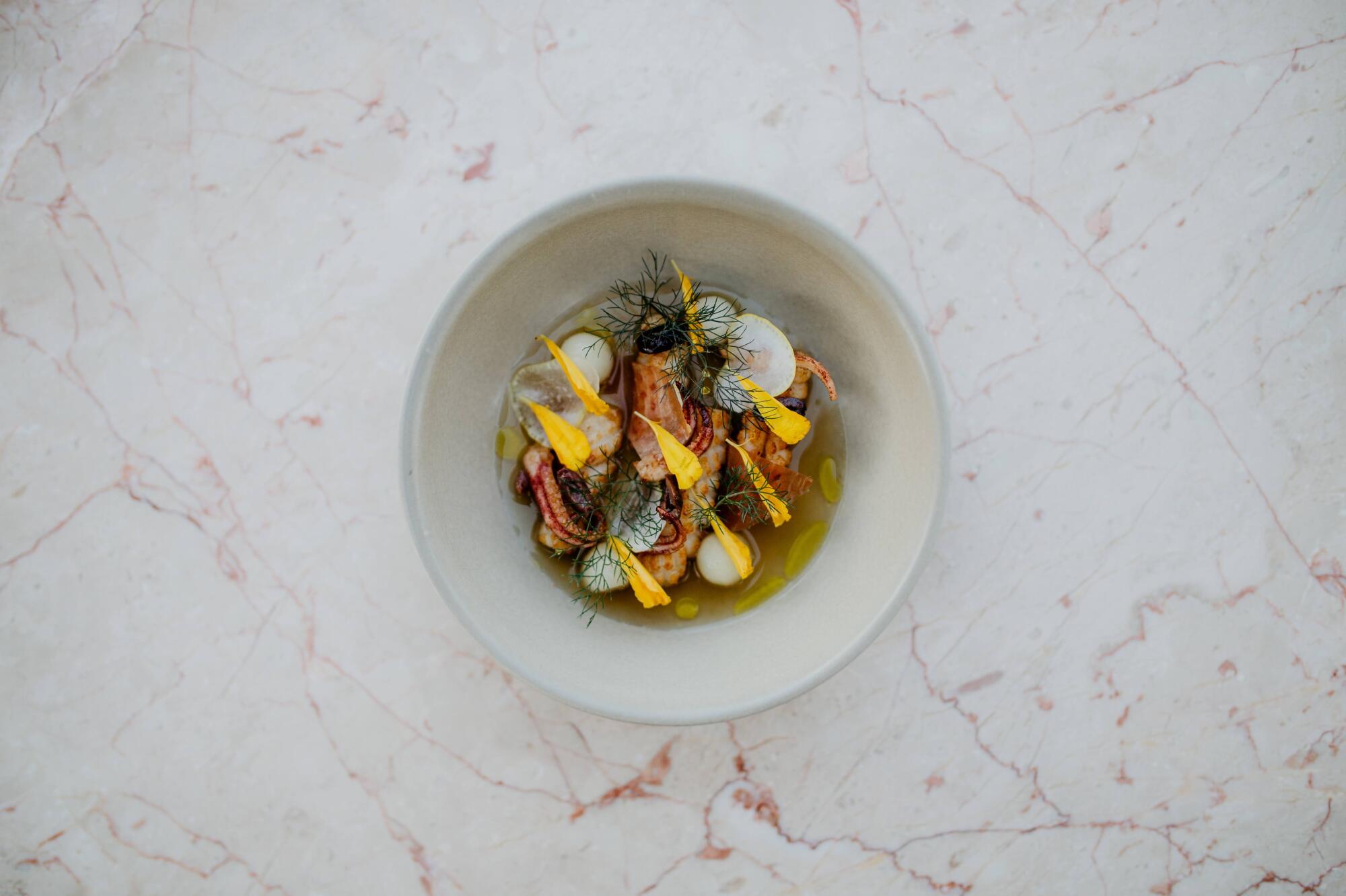 Encornet - a squid, potato and ham dish at Jeune et Jolie.