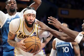 Los Angeles, California March 10, 2024-Lakers Anthony Davis drives to the basket.