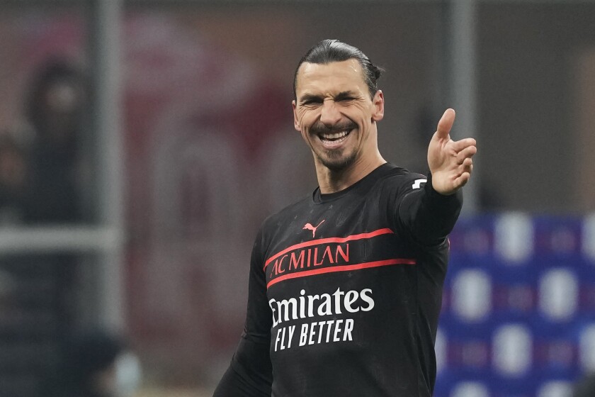 AC Milan's Zlatan Ibrahimovic gestures during a Serie A match against Napoli on Dec. 19.