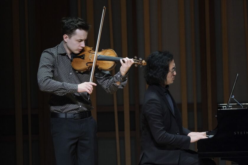 Violinist Johan Dalene and pianist Sahun Sam Hong in concert Jan. 29 at La Jolla Music Society's Baker-Baum Concert Hall.