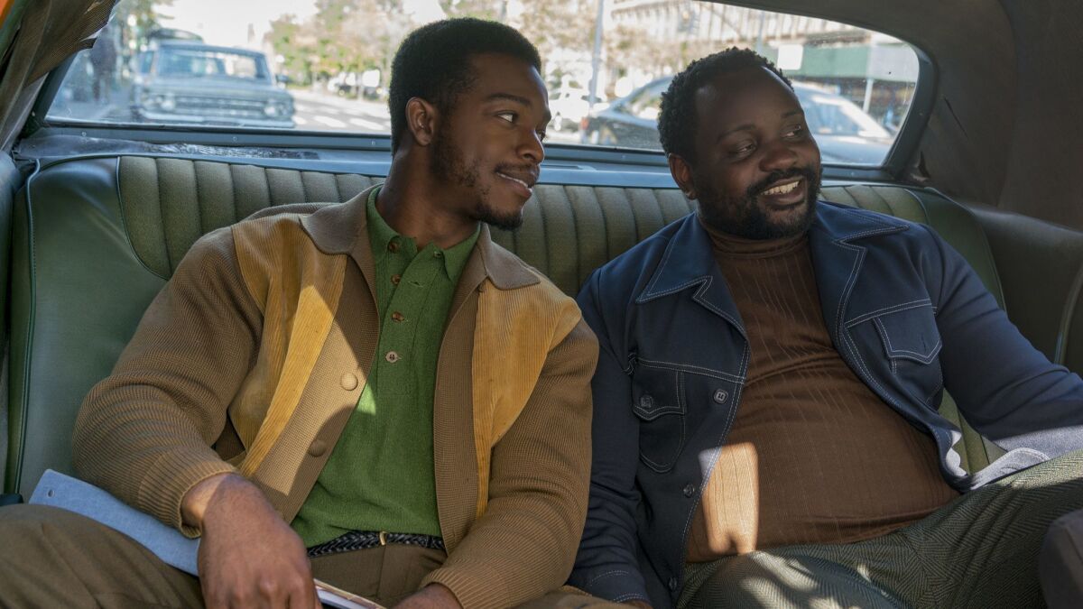 Stephan James, left, and Brian Tyree Henry in a scene from "If Beale Street Could Talk."