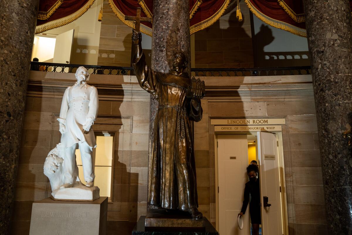  The statue of Junípero Serra in the U.S. Capitol on Nov. 4. 