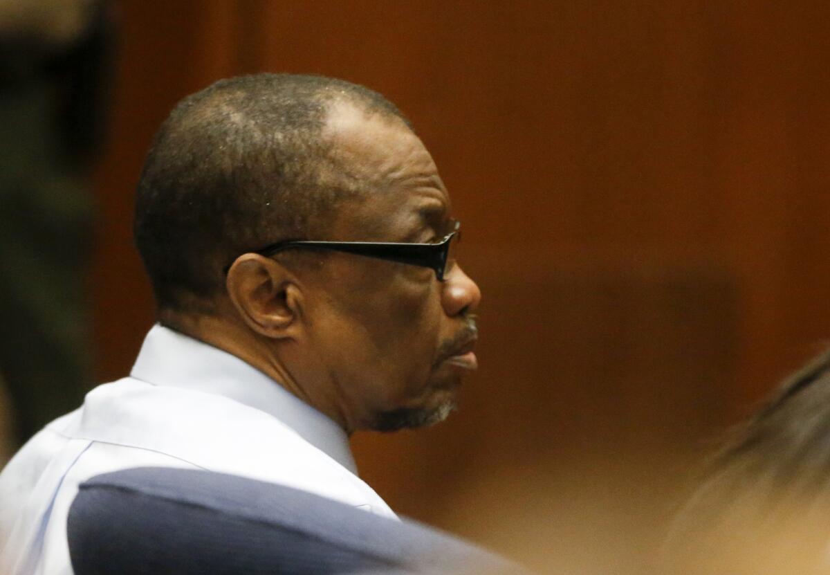 Lonnie Franklin Jr., who has been convicted of 10 murders in the "Grim Sleeper" serial killer case, appears in court during his trial in Los Angeles.