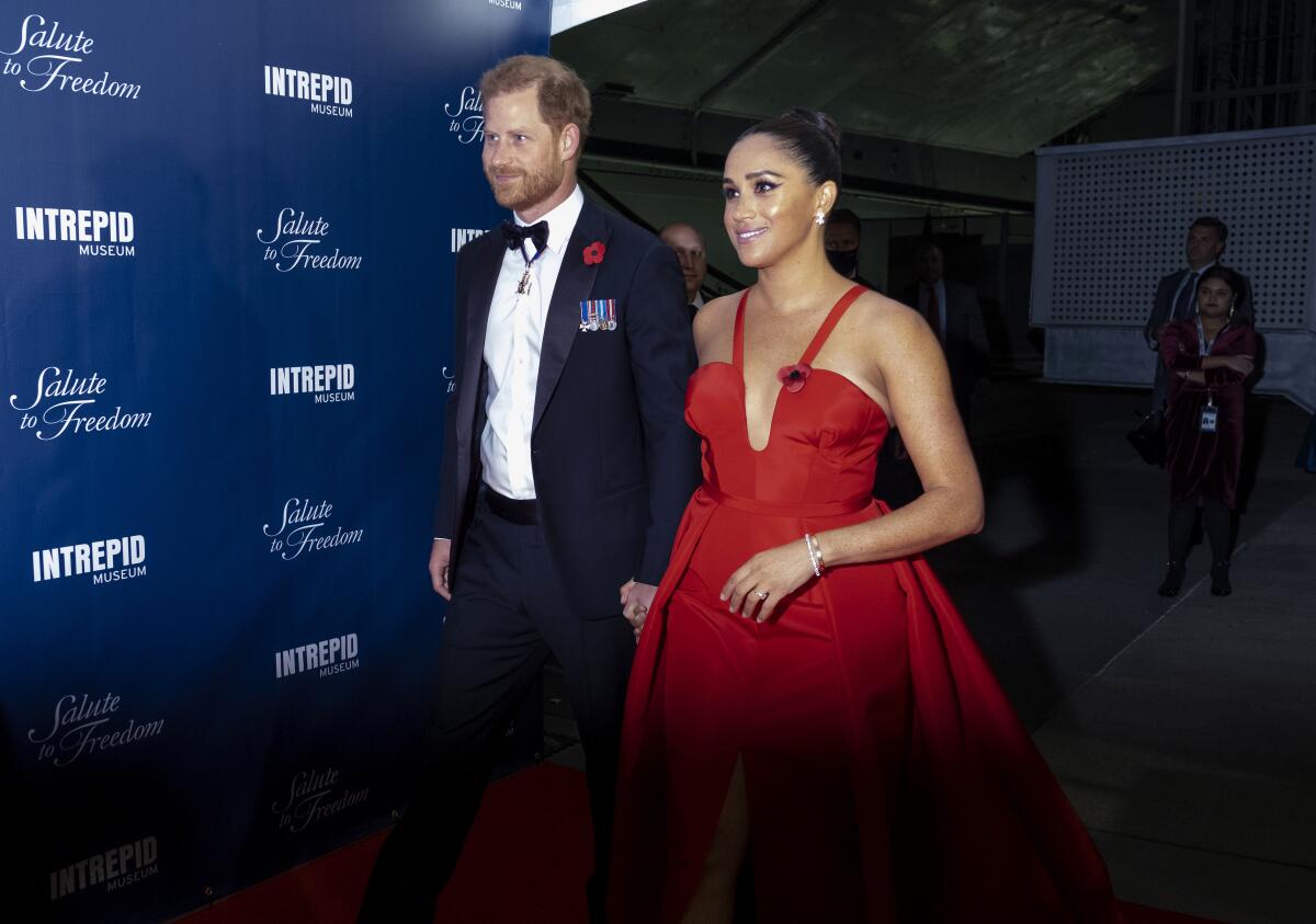 Duke and Duchess of Sussex arriving at a gala event