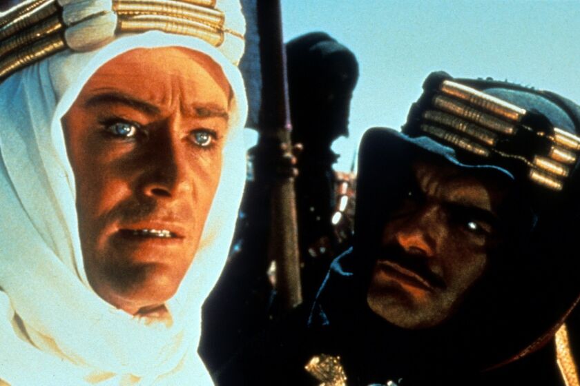 Peter O'Toole and Omar Sharif in a scene from the film "Lawrence of Arabia."