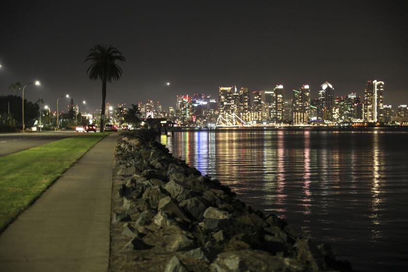 SAN DIEGO, CA - NOVEMBER 21: A general view of the San Diego skyline before an imposed curfew on November 21, 2020 in San Diego, California. California Governor Gavin Newsom has imposed a curfew, starting at 10 pm on Saturday evening, on several California counties due to an increase of COVID-19 infection rates around the state. (Photo by Sandy Huffaker/Getty Images)