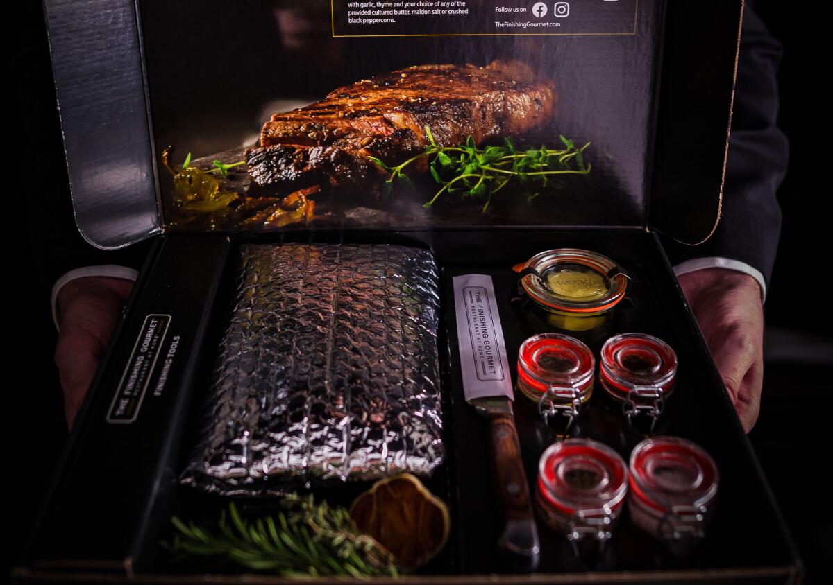 An at-home steak delivery from the Finishing Gourmet