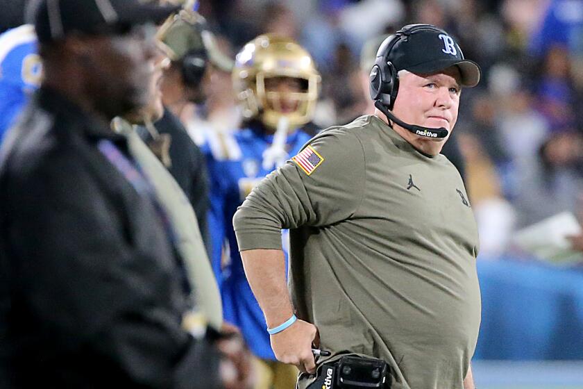 Pasadena, CA - UCLA head coach Chip Kelly on the sidelines during a Pac-12 Conference.