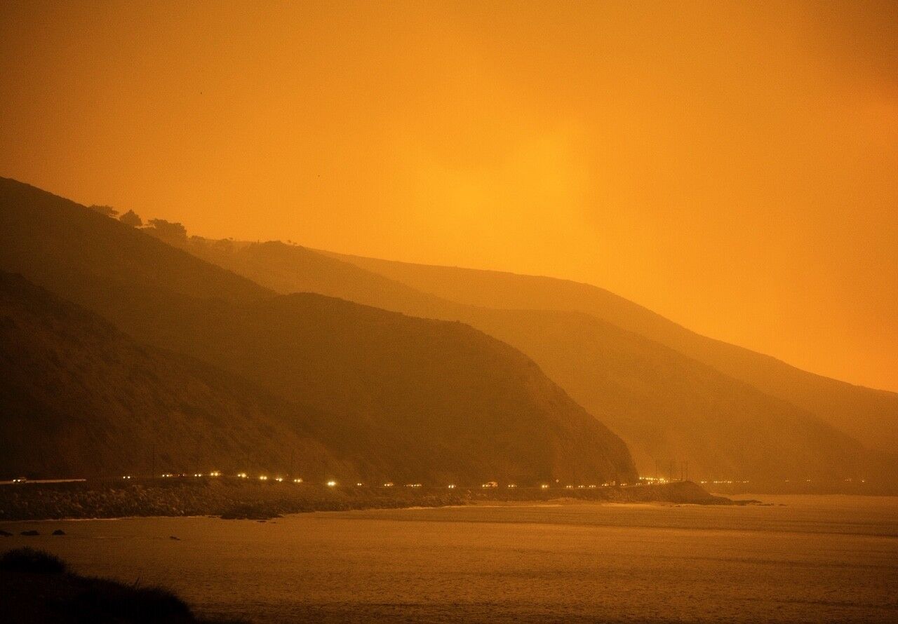 Pacific Coast Highway backs up out of Malibu as the Woolsey fire forced evacuations Friday.