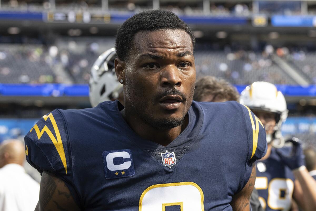 Chargers safety Derwin James Jr. walks back to the locker room.