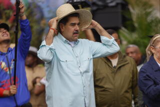 President Nicolás Maduro addresses supporters during a rally