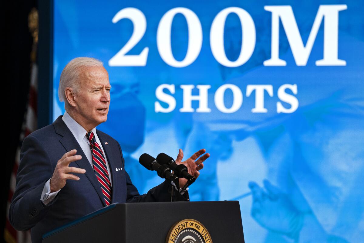 President Biden speaks about vaccinations. 