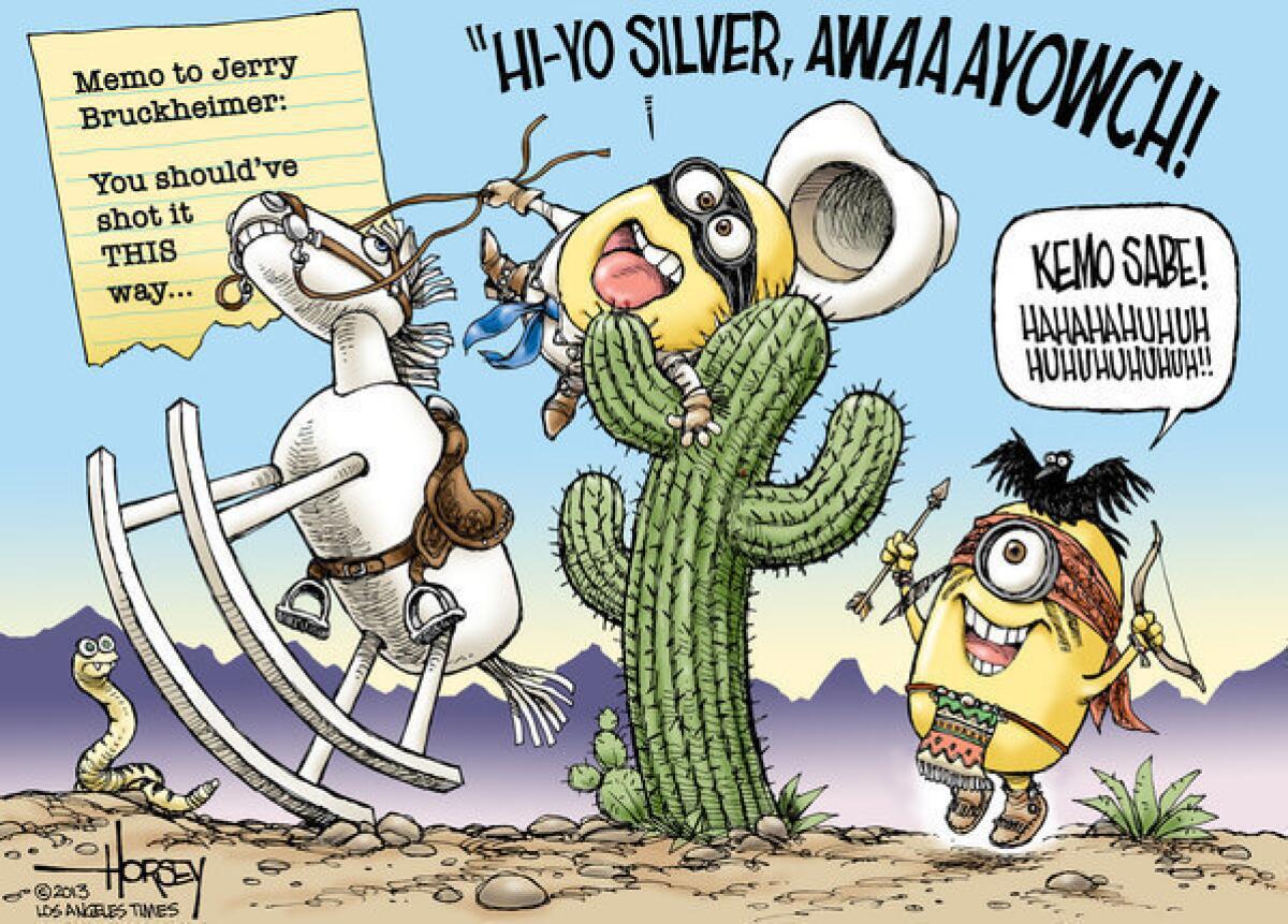 Producer Jerry Bruckheimer might have done better to star minions in his retelling of the Old West legend "The Lone Ranger," which was beaten badly at the box office by "Despicable Me 2."