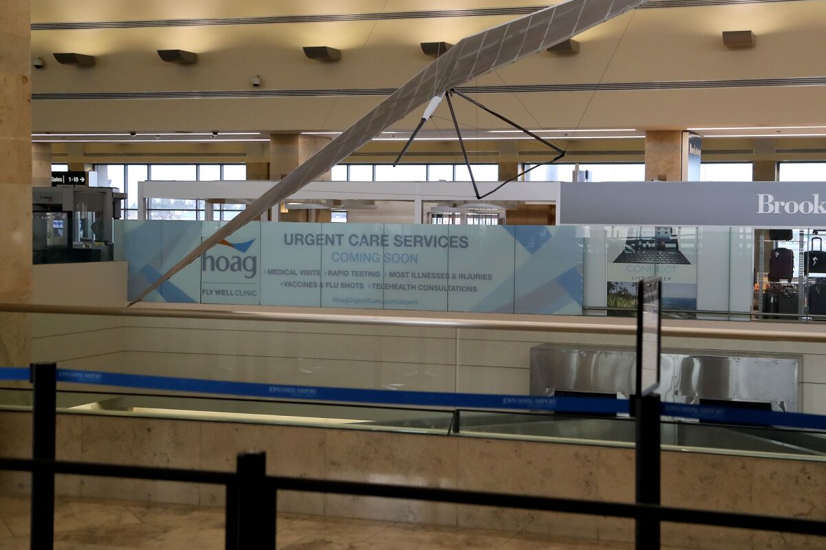 Urgent care services at Hoag Fly Well Clinic will open soon in Terminal B on the departure level at John Wayne Airport.