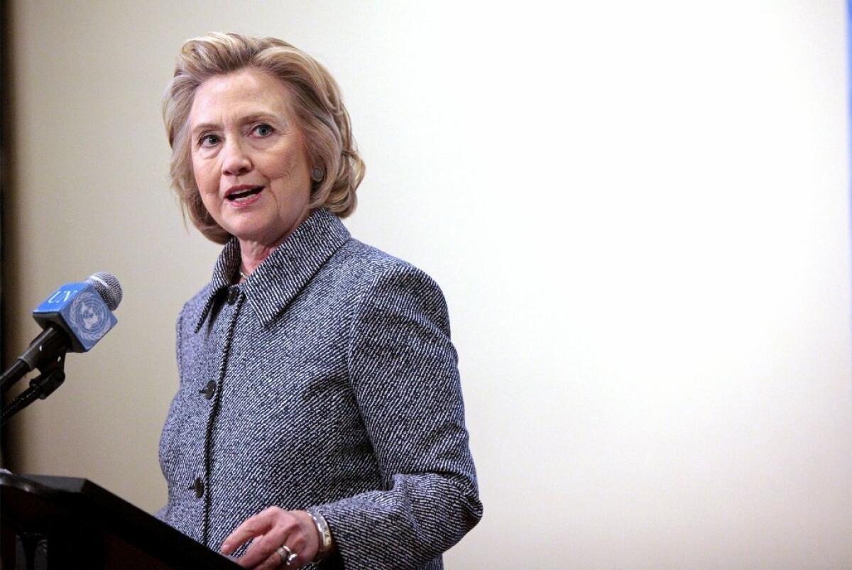 Hillary Rodham Clinton at a news conference in New York on Tuesday, during which she answered questions about her use of a private email account while she was secretary of State.