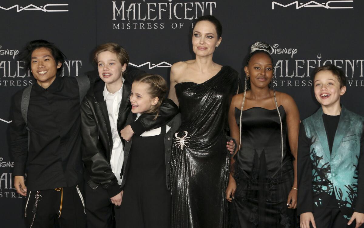 Angelina Jolie with her children at the Hollywood premiere of "Maleficent: Mistress of Evil."