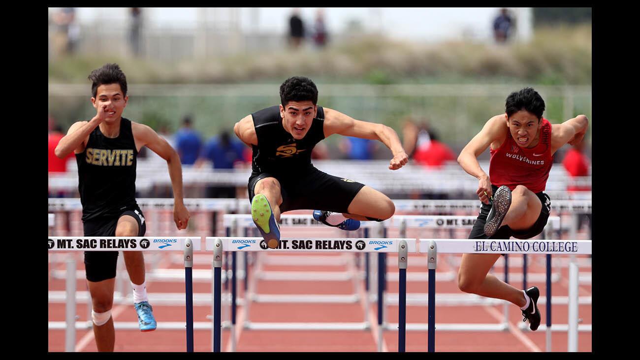 St. Francis High School runner Matthew Molina won the Division 3 boys 110 meter hurdles in CIF SS Track & Field Divisional Finals, at El Camino College in Torrance on Saturday, May 19, 2018.