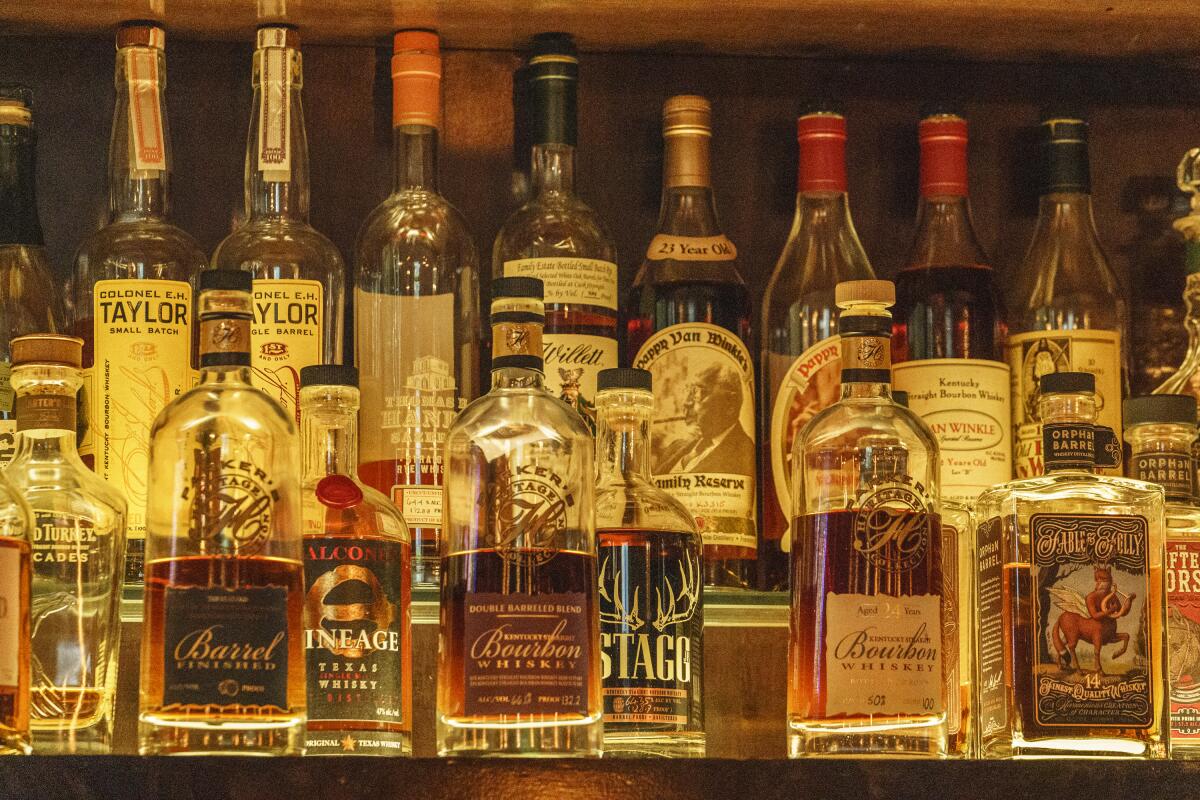 A collection of bottles of Pappy Van Winkle bourbons 