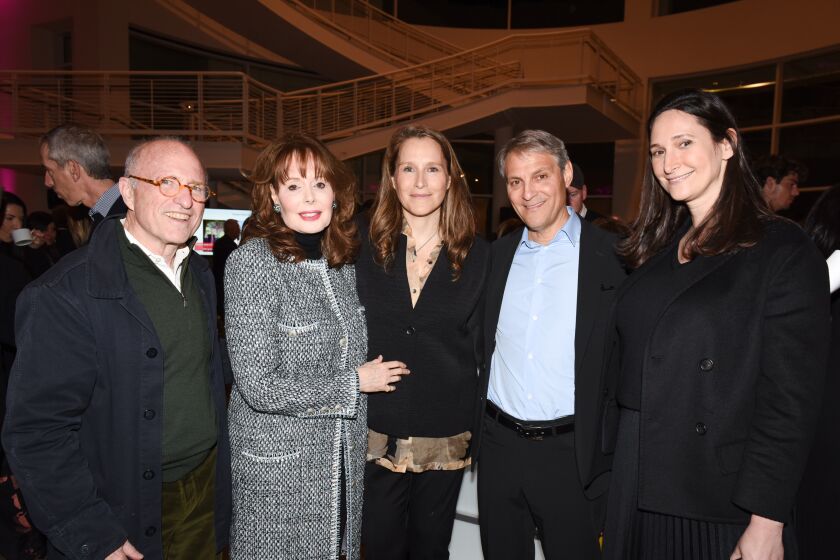 Getty Trust CEO James Cuno, left, Getty trustee Maria Hummer-Tuttle, Catherine Gund, Ari Emanuel and Bettina Korek kick off Frieze Week with a panel talk at the Getty Center.