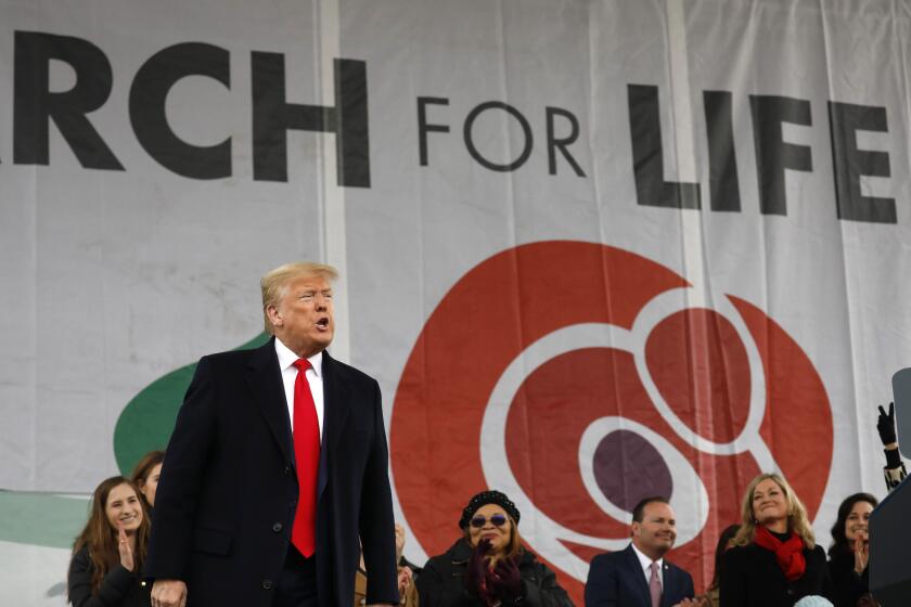 Mandatory Credit: Photo by Yuri Gripas/ABACA POOL/EPA-EFE/REX (10538253a) US President Donald J. Trump greets people at the 47th annual March for Life on the National Mall in Washington, DC, USA, on 24 January 2020. Donald Trump attends March for Life - Washington, Usa - 24 Jan 2020 ** Usable by LA, CT and MoD ONLY **