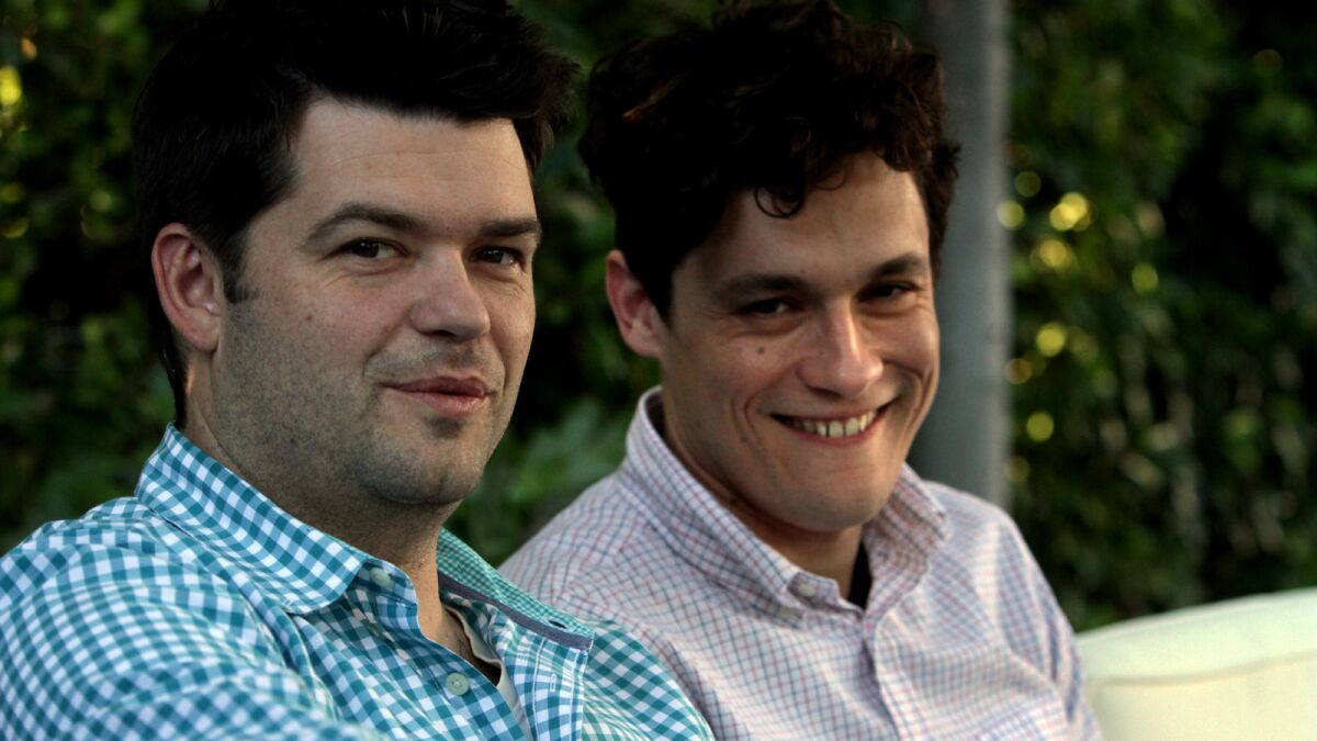 Chris Miller, left, and Phil Lord, producers of “Spider-Man: Into the Spider-Verse," in 2014.