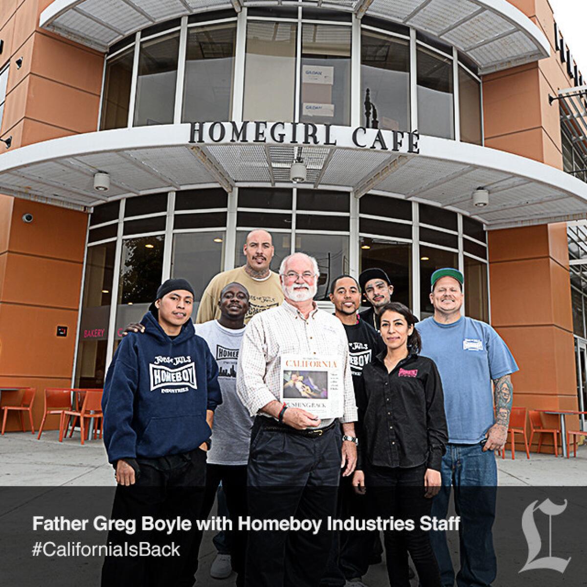 Father Greg Boyle with Staff at Homeboy Industries.