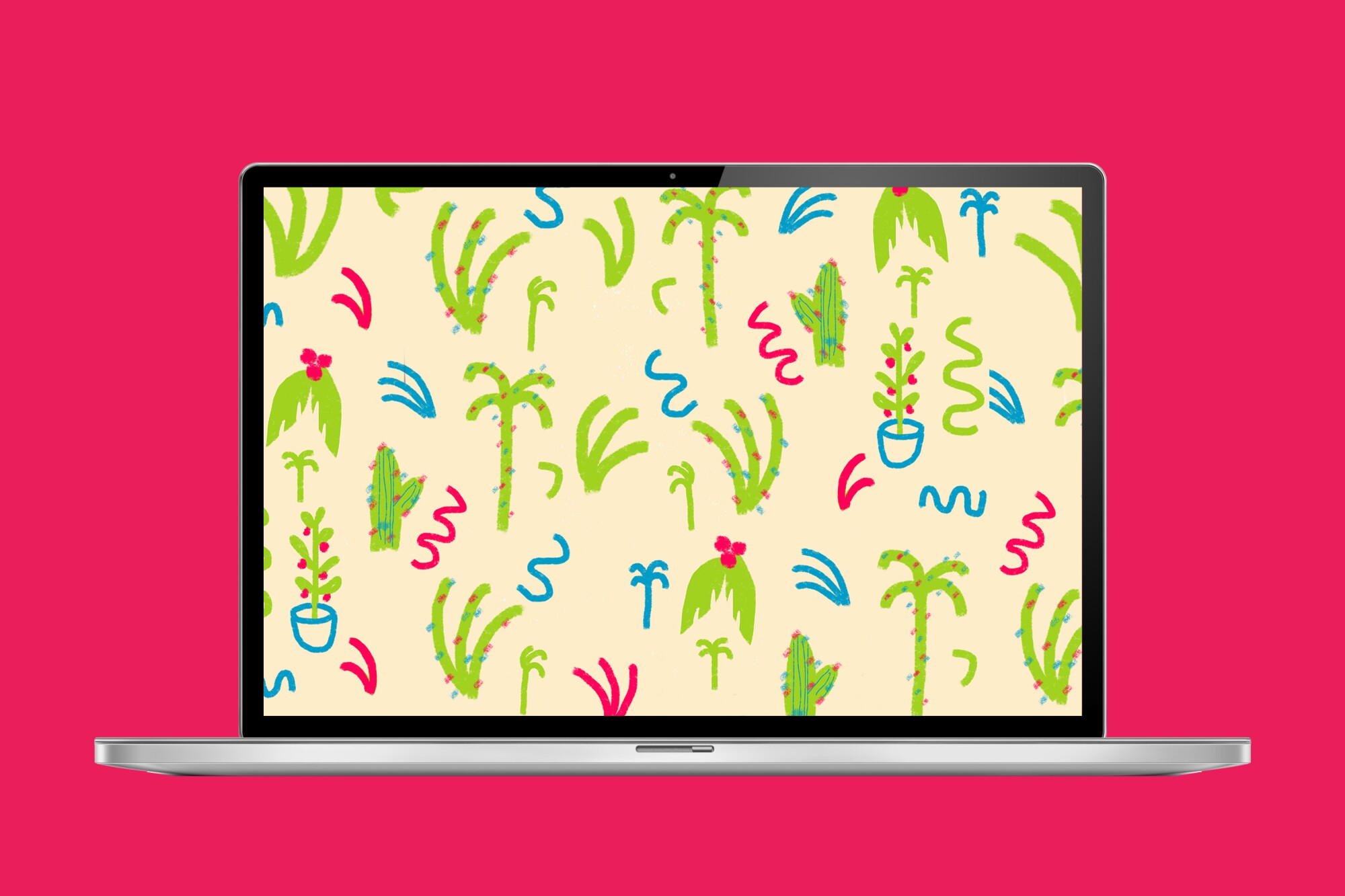 Mockup of a Zoom background with a Christmas illustration.