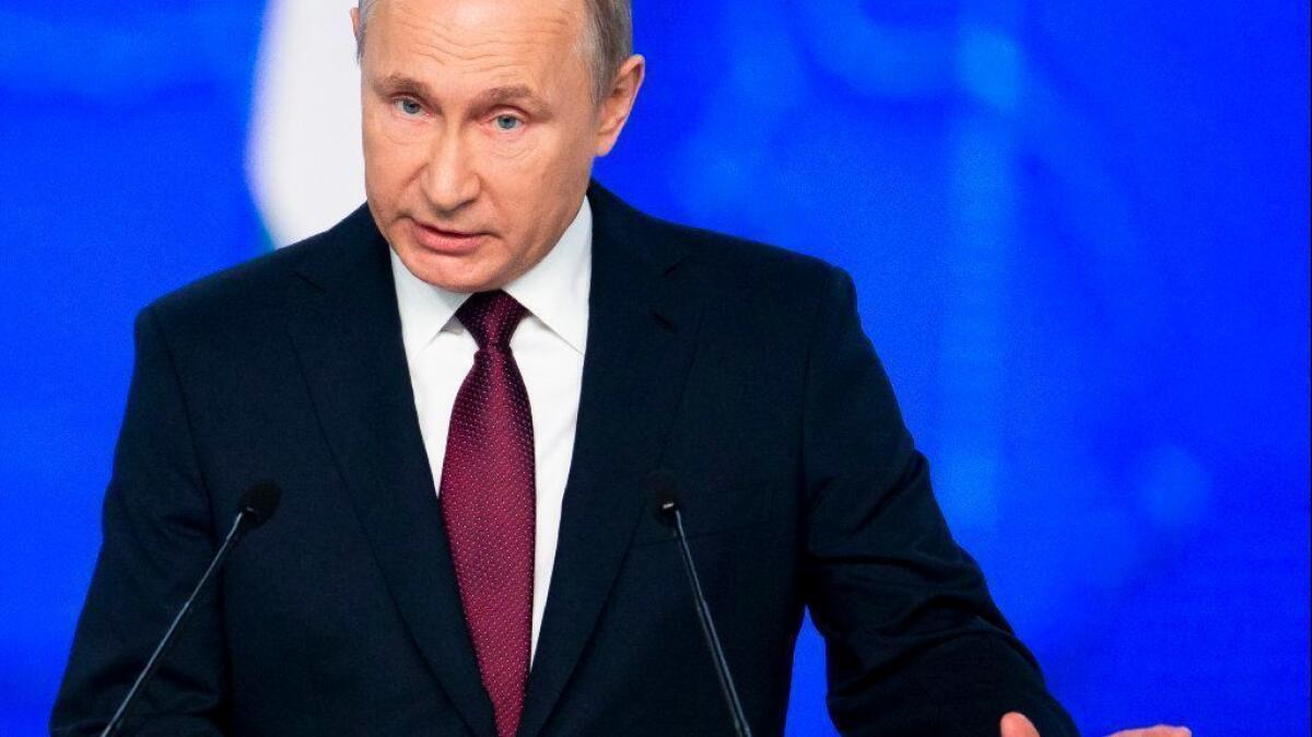 Russian President Vladimir Putin, in his state of the nation address Feb. 20, warned the United States against deploying new missiles in Europe.