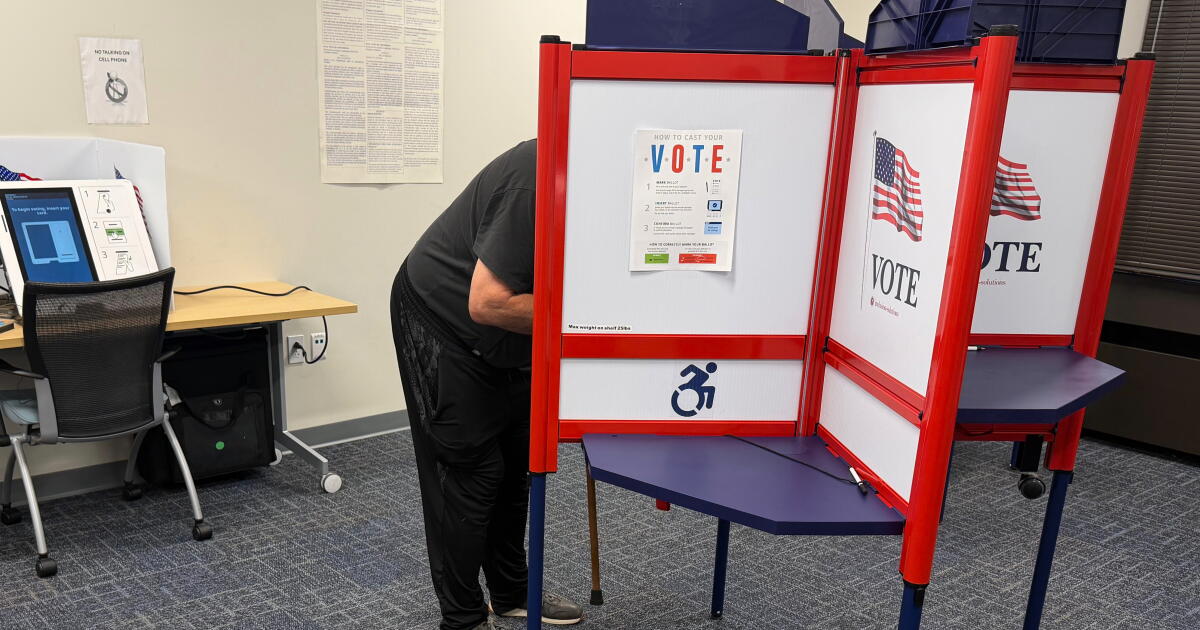 Photo: latimes.com A voter casts a ballot in Henrico County, Va., on the first day of in-person early voting Friday, Sept. 18, 2026. (AP