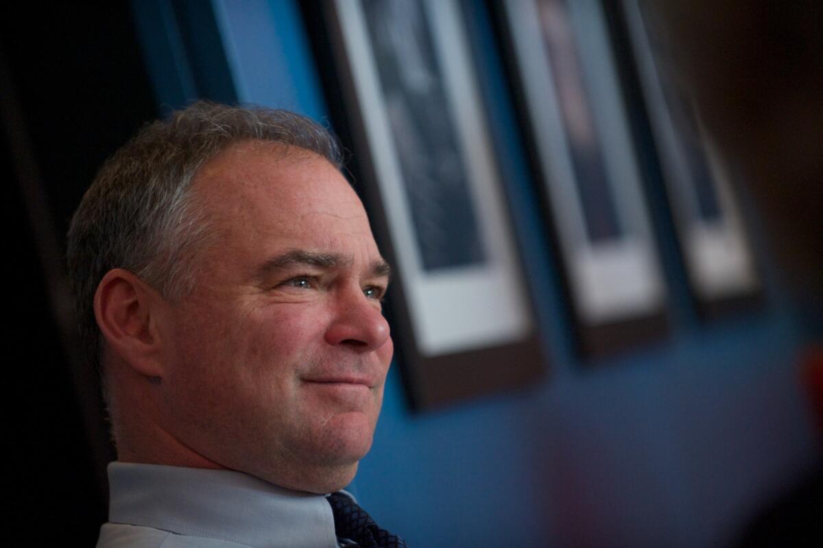Sen. Tim Kaine of Virginia plans to announce in a speech in South Carolina that he will support Hillary Rodham Clinton for president if she runs in 2016.