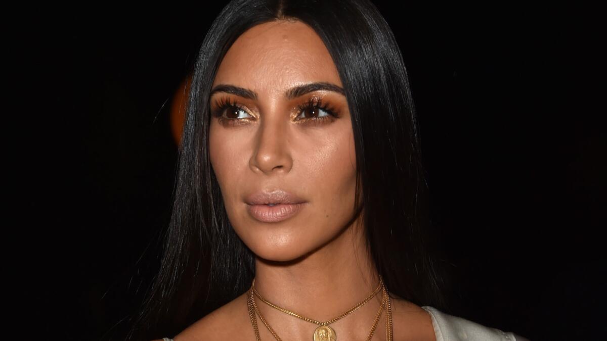 Kim Kardashian appears at the Oct. 2, 2016, Givenchy show during Paris Fashion Week.