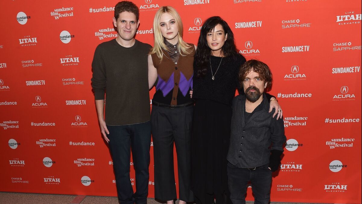 Writer Mike Makowsky, actress Elle Fanning, director Reed Morano and actor Peter Dinklage attend the "I Think We're Alone Now" premiere during the 2018 Sundance Film Festival at Eccles Center Theatre on Jan. 21, 2018 in Park City, Utah.