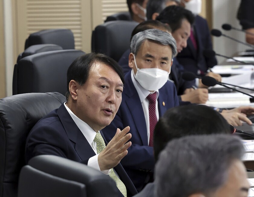South Korean President Yoon Suk-yeol at National Security Council meeting
