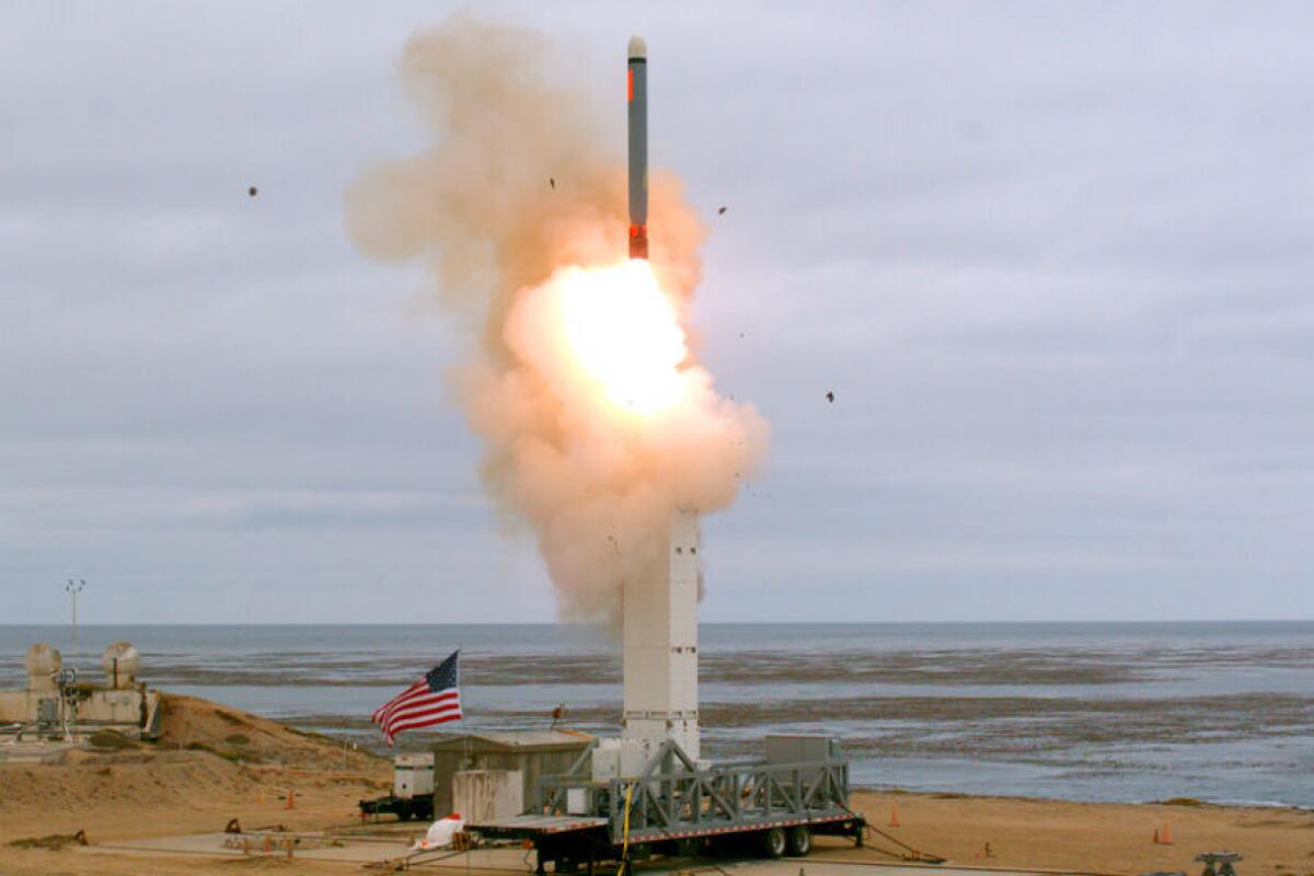The Pentagon said it tested a modified ground-launched version of a Navy Tomahawk cruise missile, which was launched from San Nicolas Island and accurately struck its target after flying more than 310 miles.