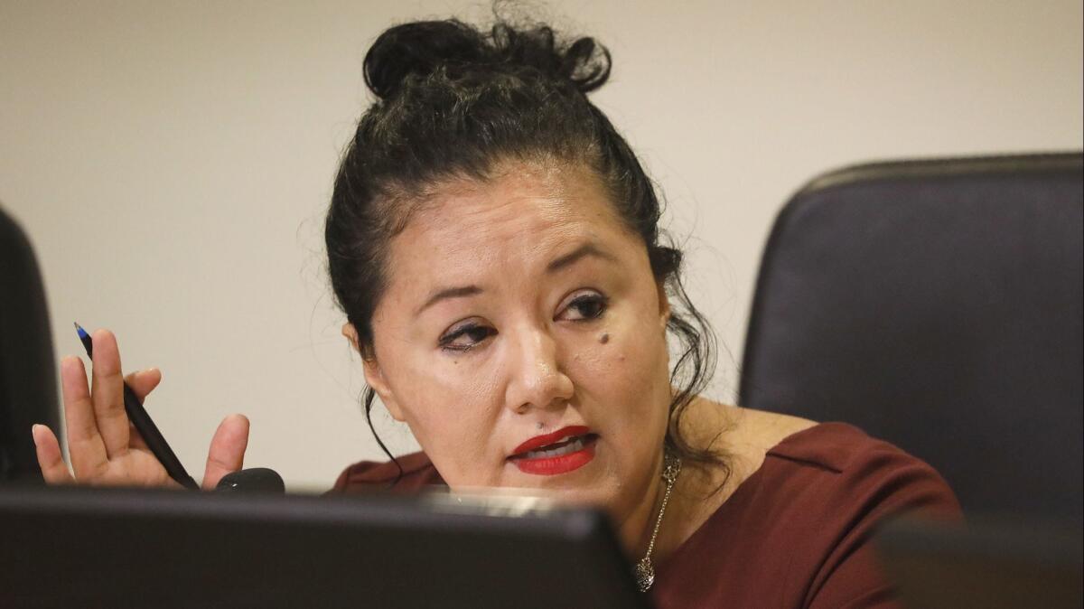 Delia Ibarra, president of the L.A. Board of Fire Commissioners, presides over a meeting to discuss expanding the type of documents that can be turned over to her agency's in-house watchdog.