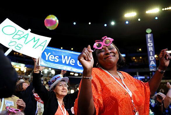 A delegate from Florida dances on the convention floor.
