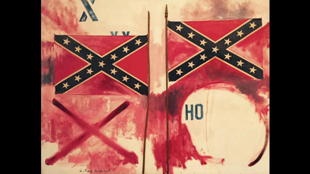 A painting by G. Ray Kerciu depicting the Confederate flag is set to go on display at the Laguna Art Museum.