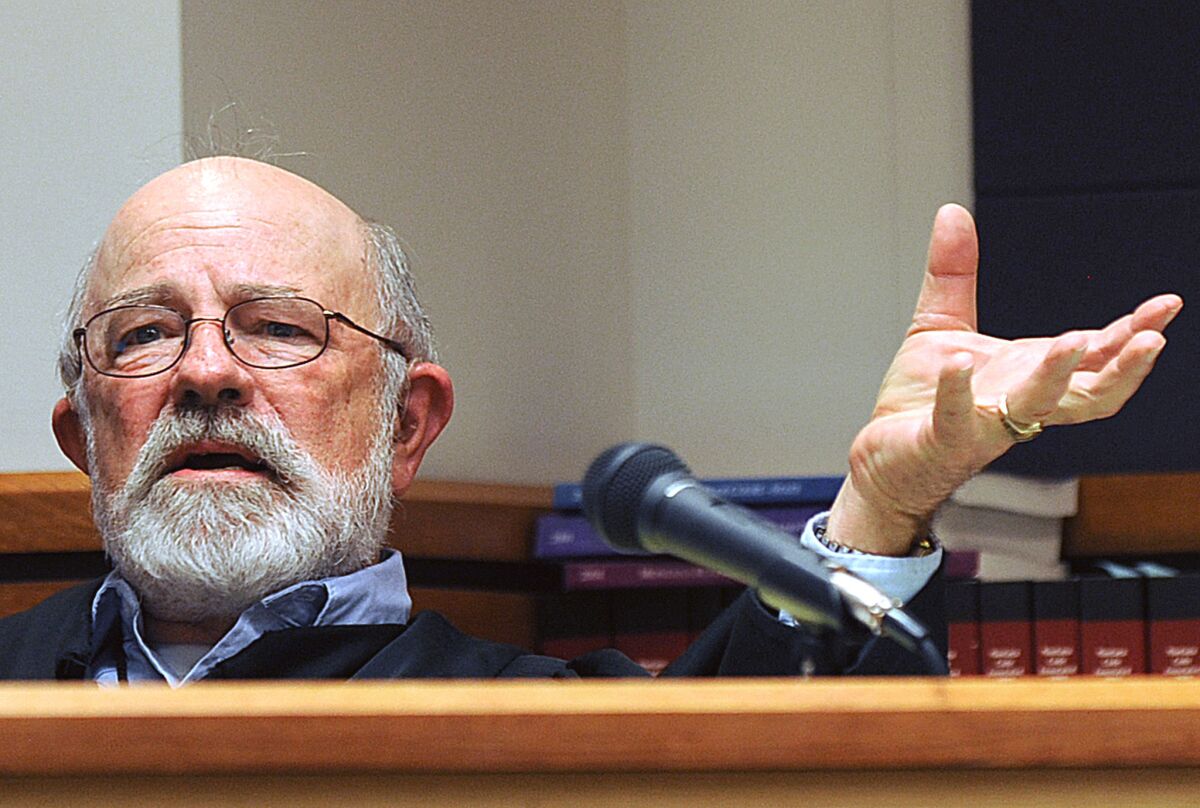 Judge G. Todd Baugh presides at a hearing in Great Falls, Mont., in September 2013.