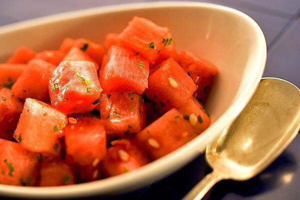 Watermelon with mint and lime