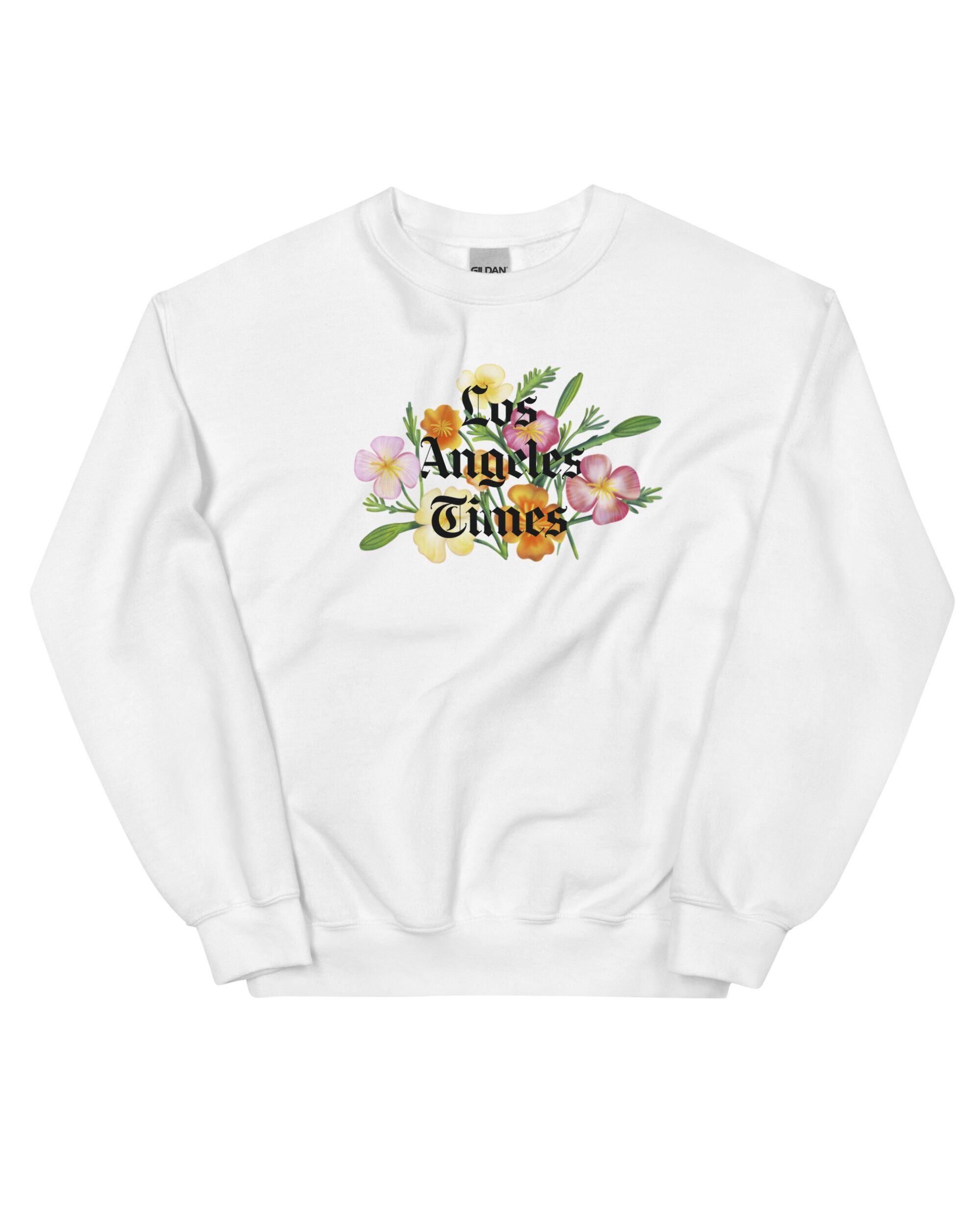 A floral crew neck sweater from the Los Angeles Times