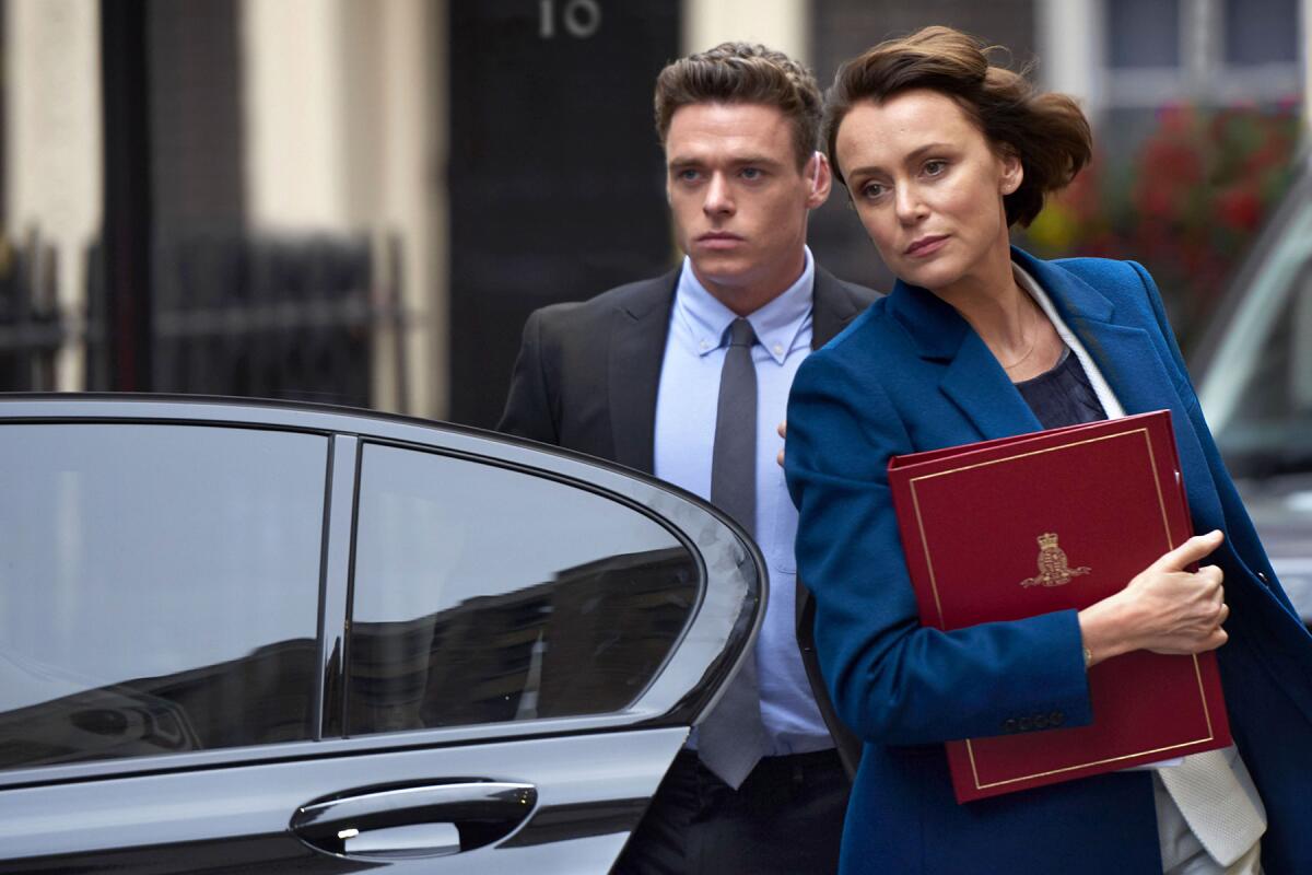 Richard Madden, Keeley Hawes in "Bodyguard" on Netflix.