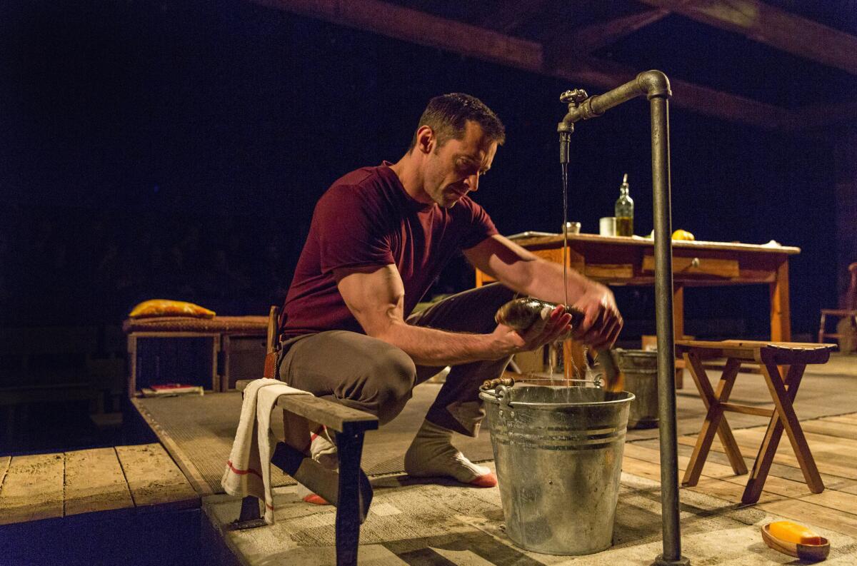 Hugh Jackman as The Man in "The River," a play directed by Ian Rickson, at Circle in the Square Theatre in New York.