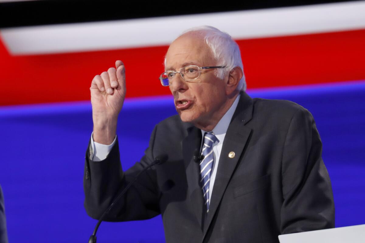 Sen. Bernie Sanders participates in a Democratic debate