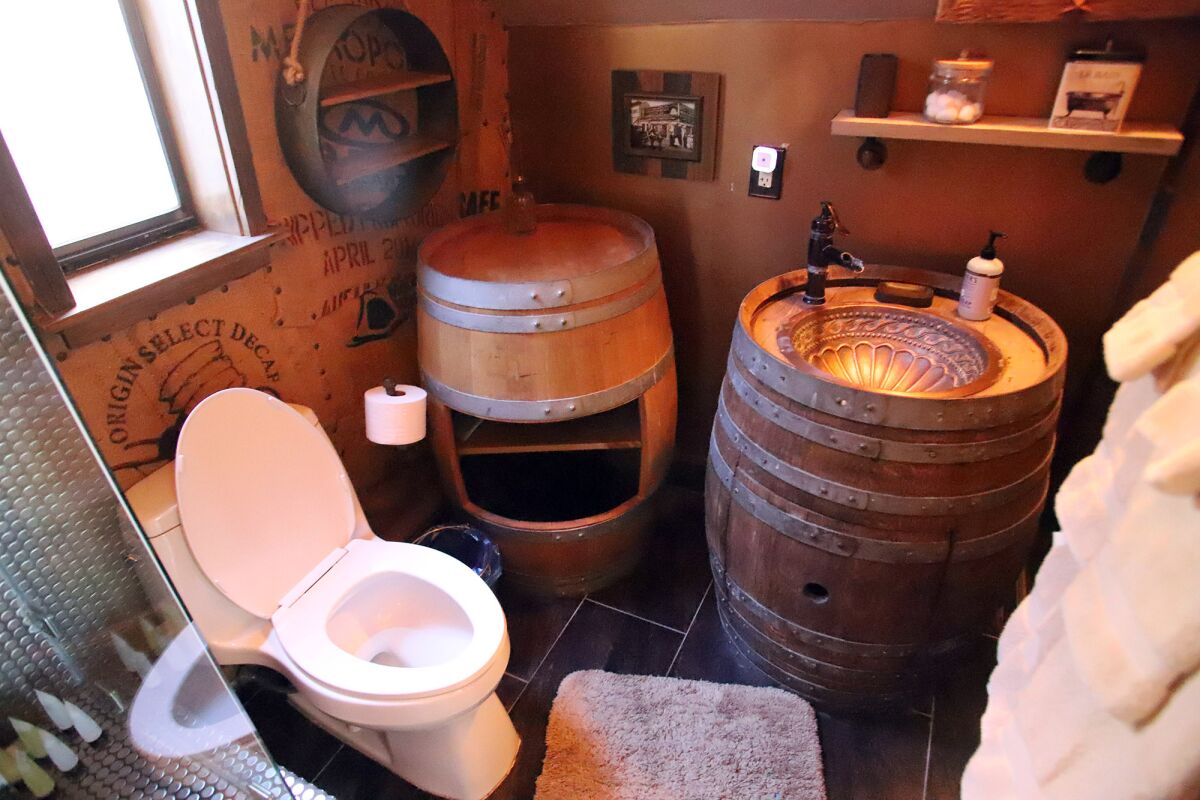 One of four bathrooms in the Water Tower House in Seal Beach. 