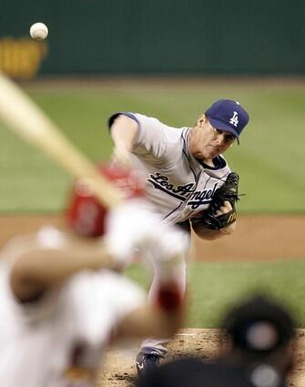 Dodgers starting pitcher Chad Billingsley delivers against the St. Louis Cardinals.