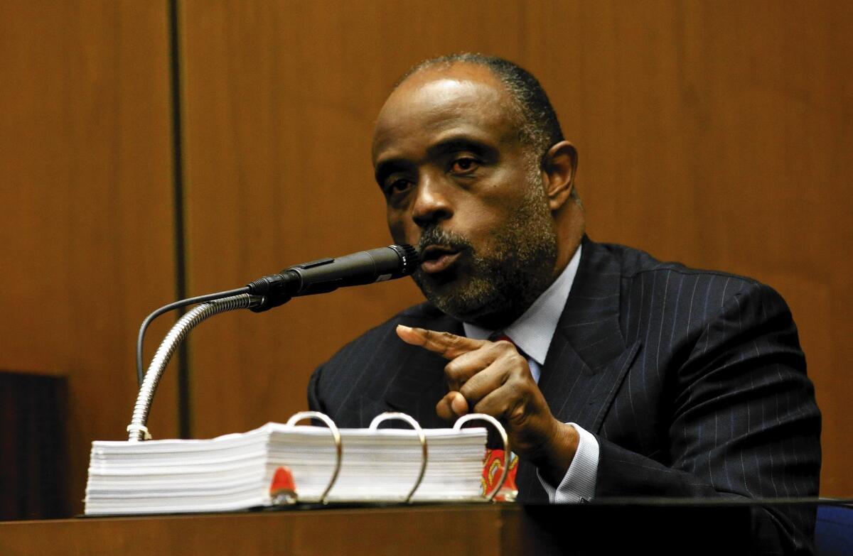 State Sen. Roderick D. Wright testifies during his trial; he was convicted Tuesday on eight counts of perjury and voter fraud.