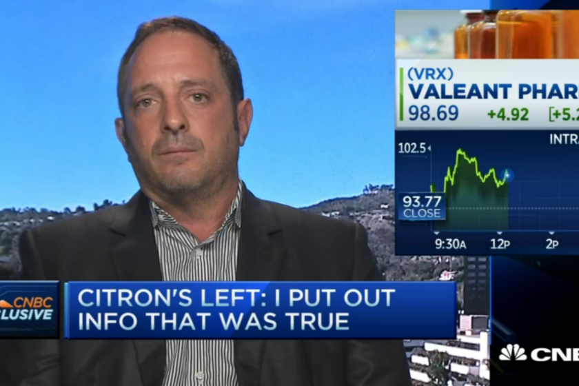 On CNBC, short-seller Andrew Left defends his negative call on Valeant