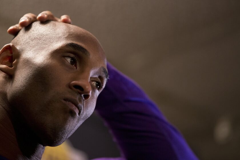 Lakers veteran Kobe Bryant talks to the media about his retirement before Tuesday's game against the Philadelphia 76ers.