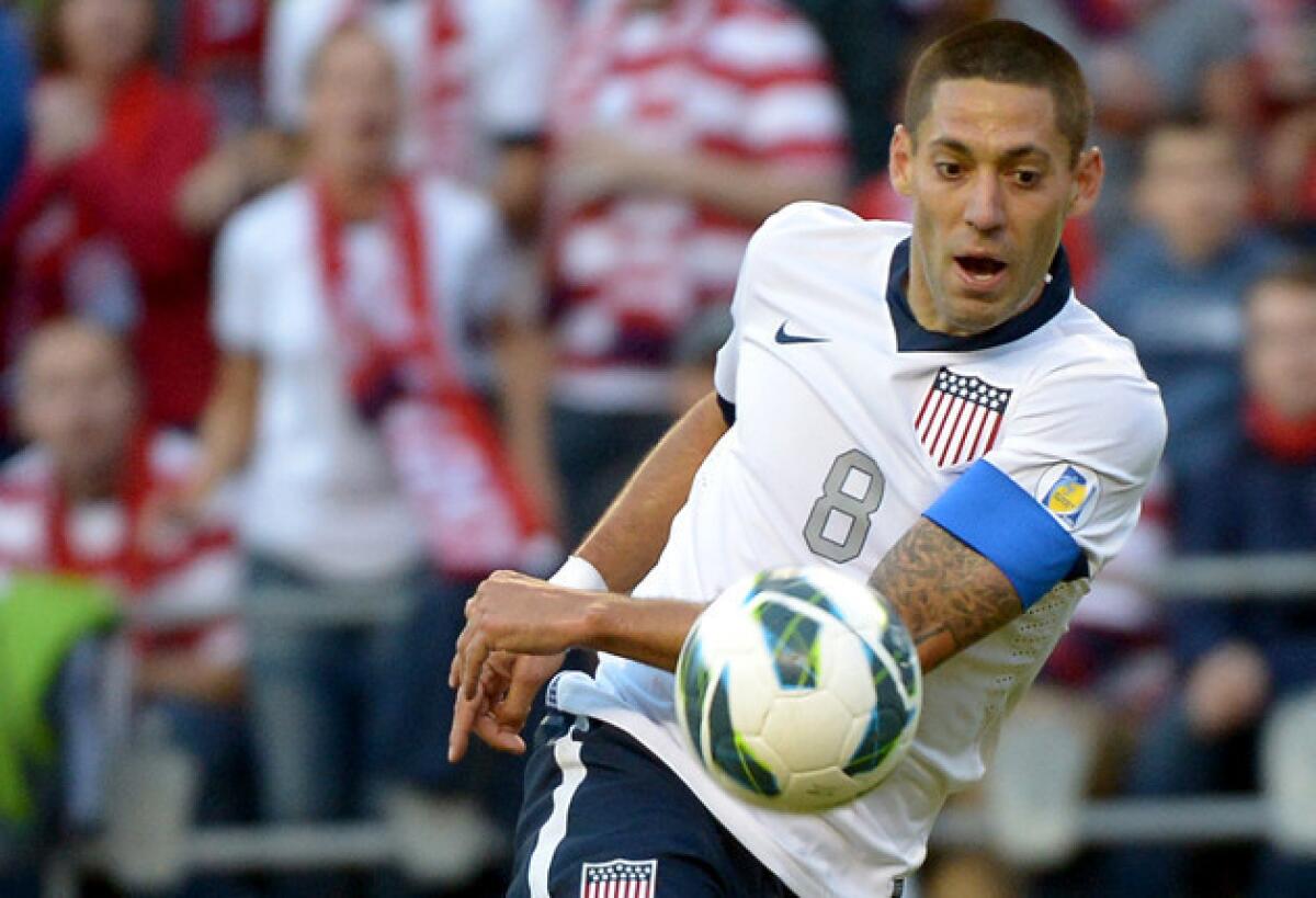 Clint Dempsey moves the ball upfield during a World Cup qualifier against Panama at Century Link Field in Seattle.