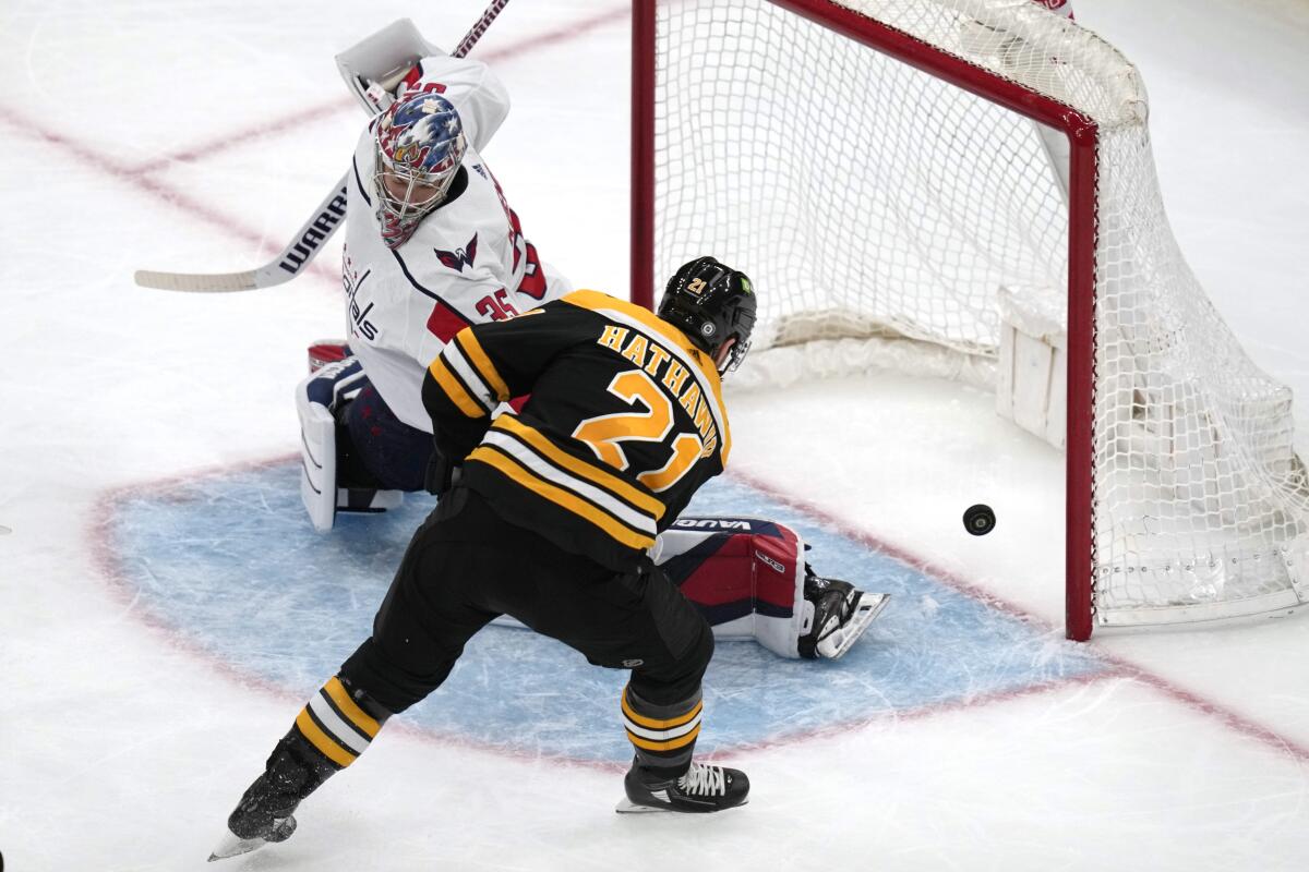 The Bruins' David Pastrnak picked a good time to end his scoring